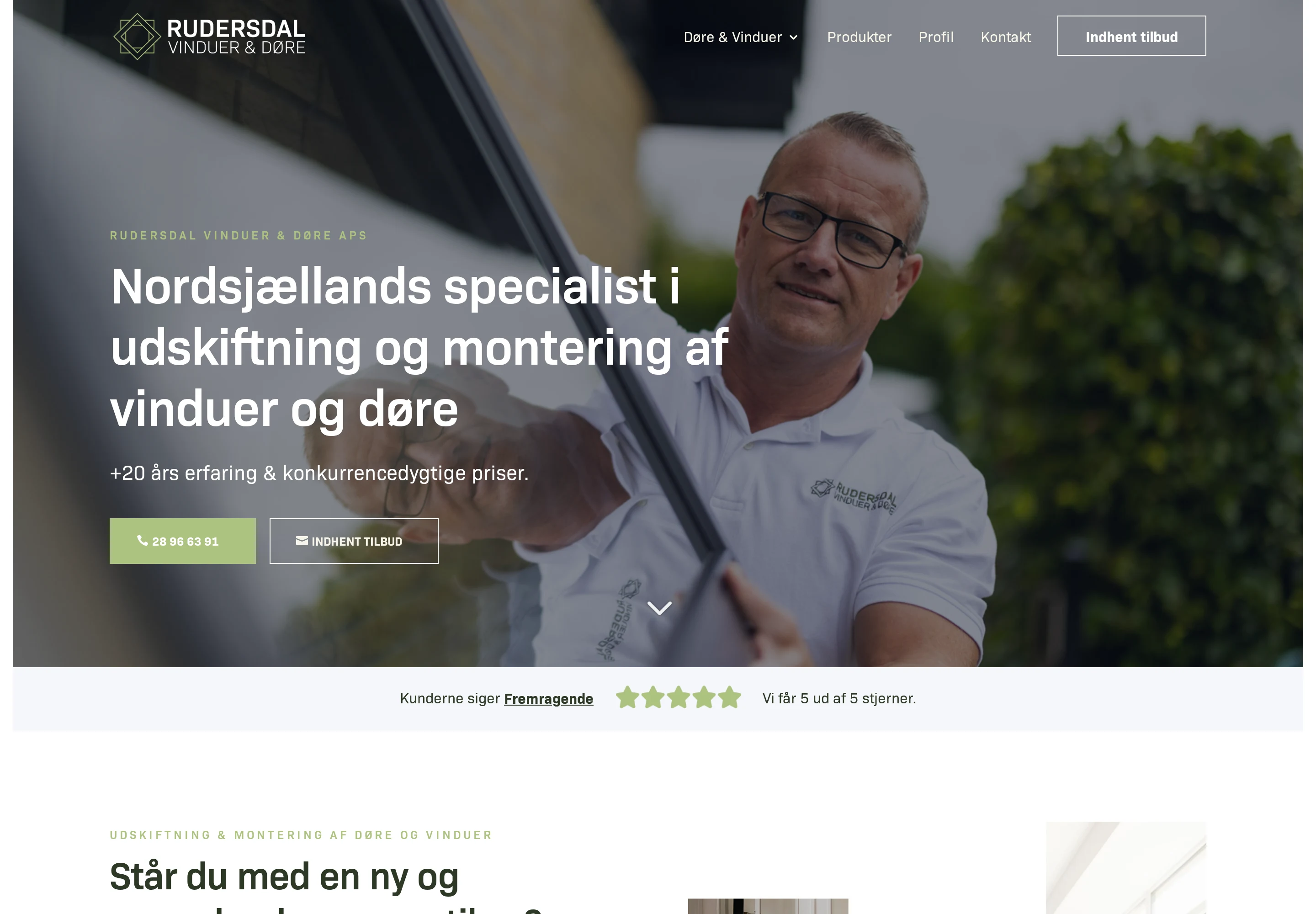 Rudersdal Vinduer & Døre — hjemmeside
