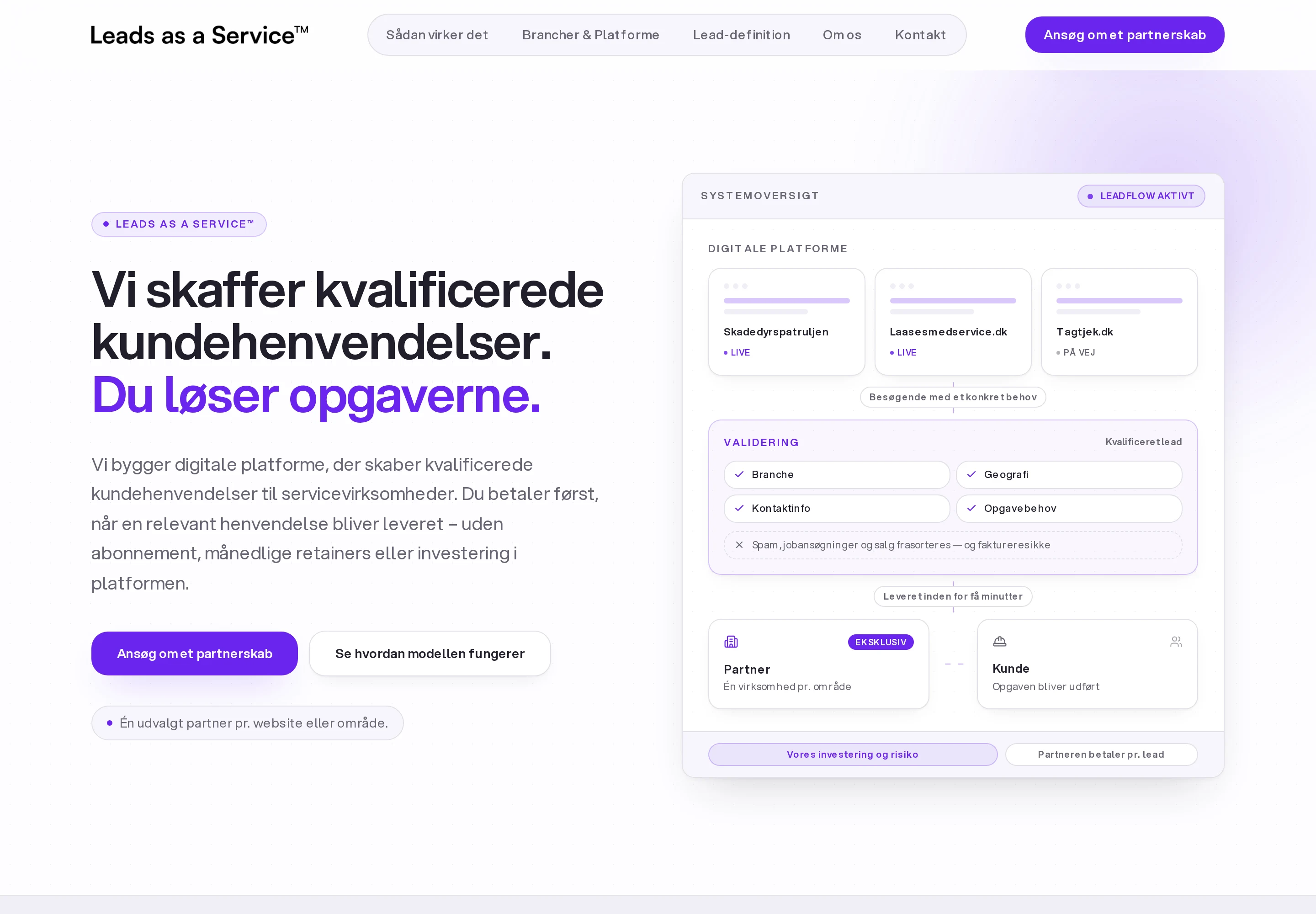 Leads as a Service — hjemmeside